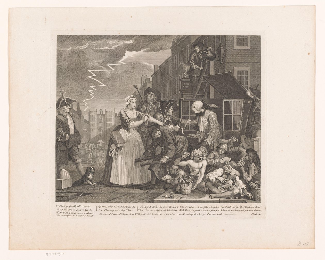 Tom Rakewell wird von Sarah Young vor seiner Verhaftung gerettet von William Hogarth