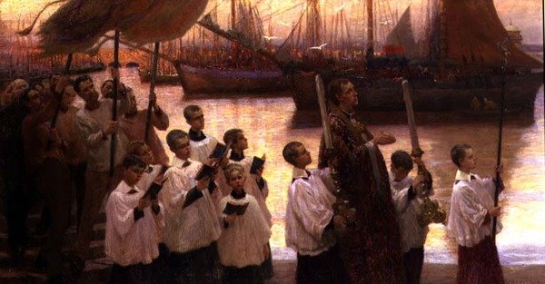 Die Kirche in Cornwall: Eine Prozession am Bittag von William Holt Yates Titcomb