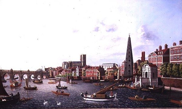 Blick auf die Themse bei York Steps in Richtung Westminster Abbey von William James