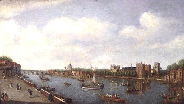 Blick auf die Themse am Lambeth Palace, ca. 1770 von William James