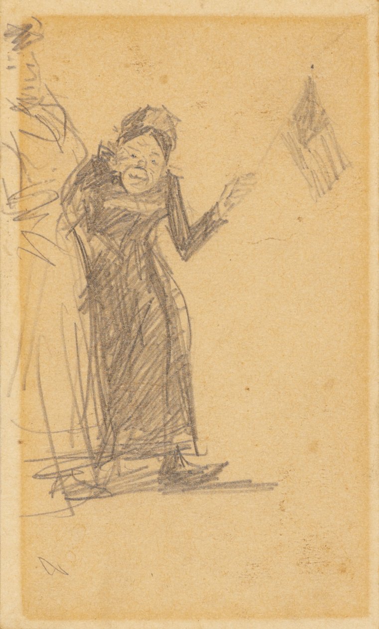 Frau mit Fahne winkend von William James Glackens