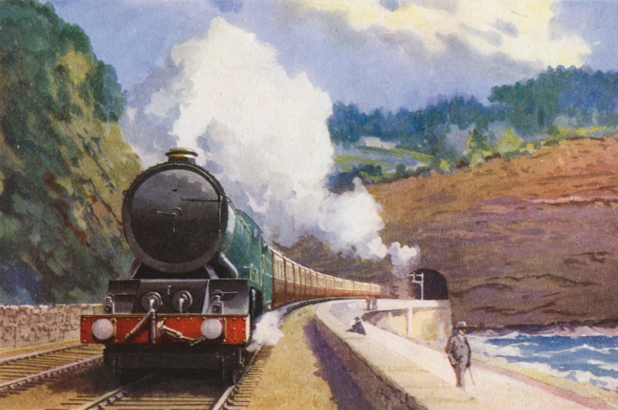 Der GWR Cornish Riviera Express, gezogen von einer "King"-Klasse Lokomotive, auf seiner Fahrt zwischen London und Penzance von William John Patton McDowell