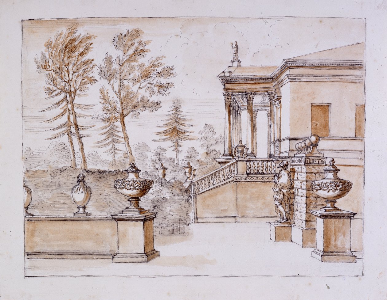Chiswick, Blick auf die Villa von der Inigo-Jones-Statue-Seite von William Kent