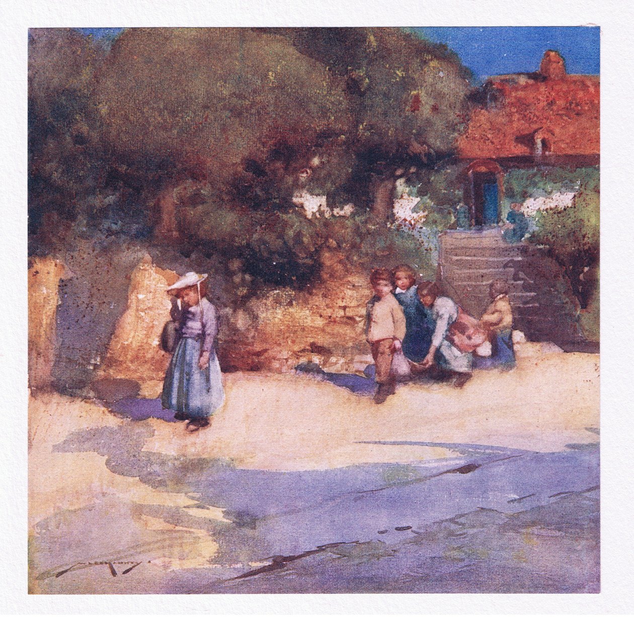 Die spielenden Kinder, die gerade aus der Schule entlassen wurden von William Lee Hankey