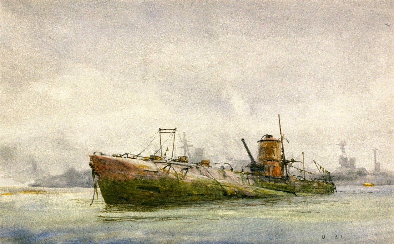 Ein kapituliertes und gestrandetes U-Boot, Portsmouth von William Lionel Wyllie