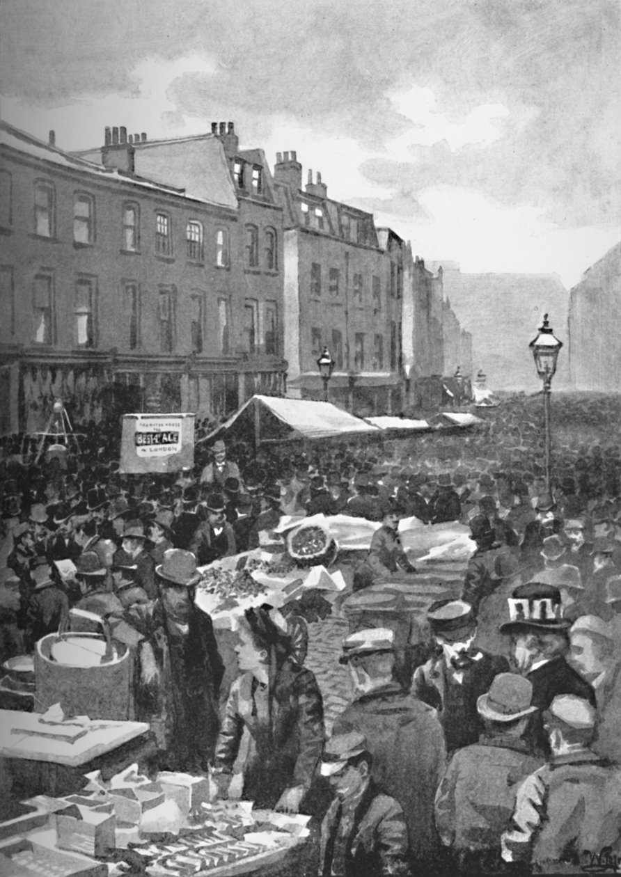 Middlesex Street, ehemals Petticoat Lane, an einem Sonntagmorgen, 1891 von William Luker