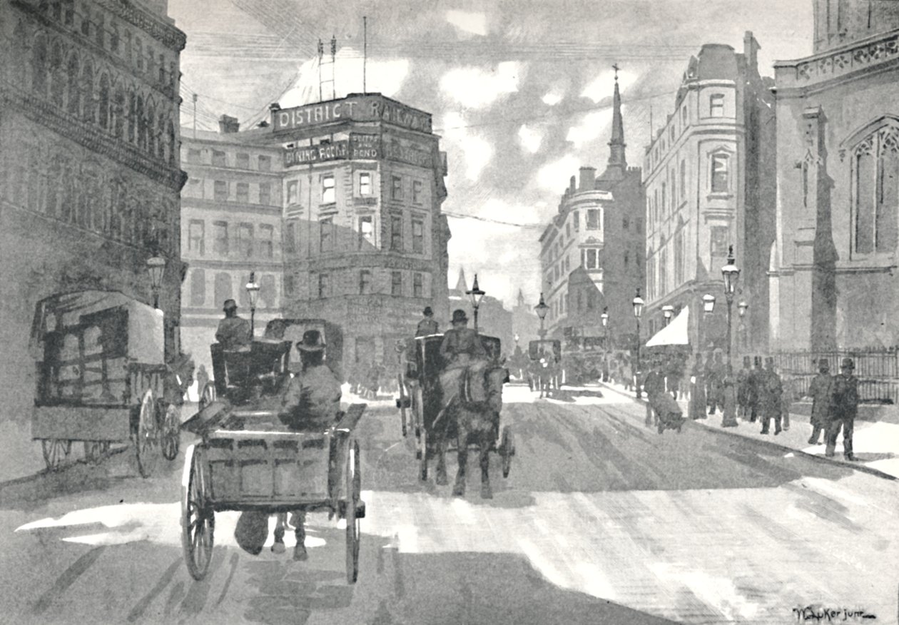 Die Mansion House Station, District Railway Queen Victoria Street von William Luker