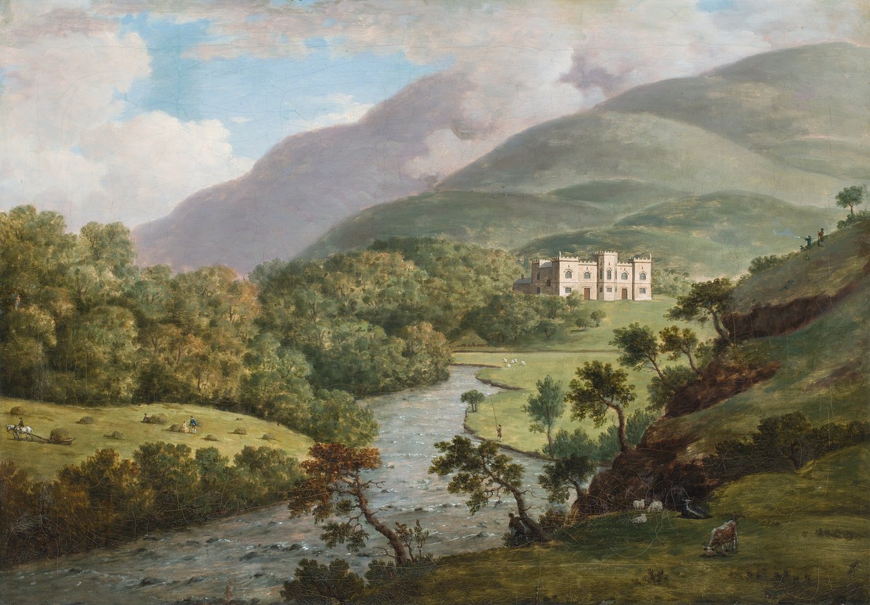 Ein Ausblick auf Kielder Castle, North Tyne, Northumberland, c.1770 von William Marlow