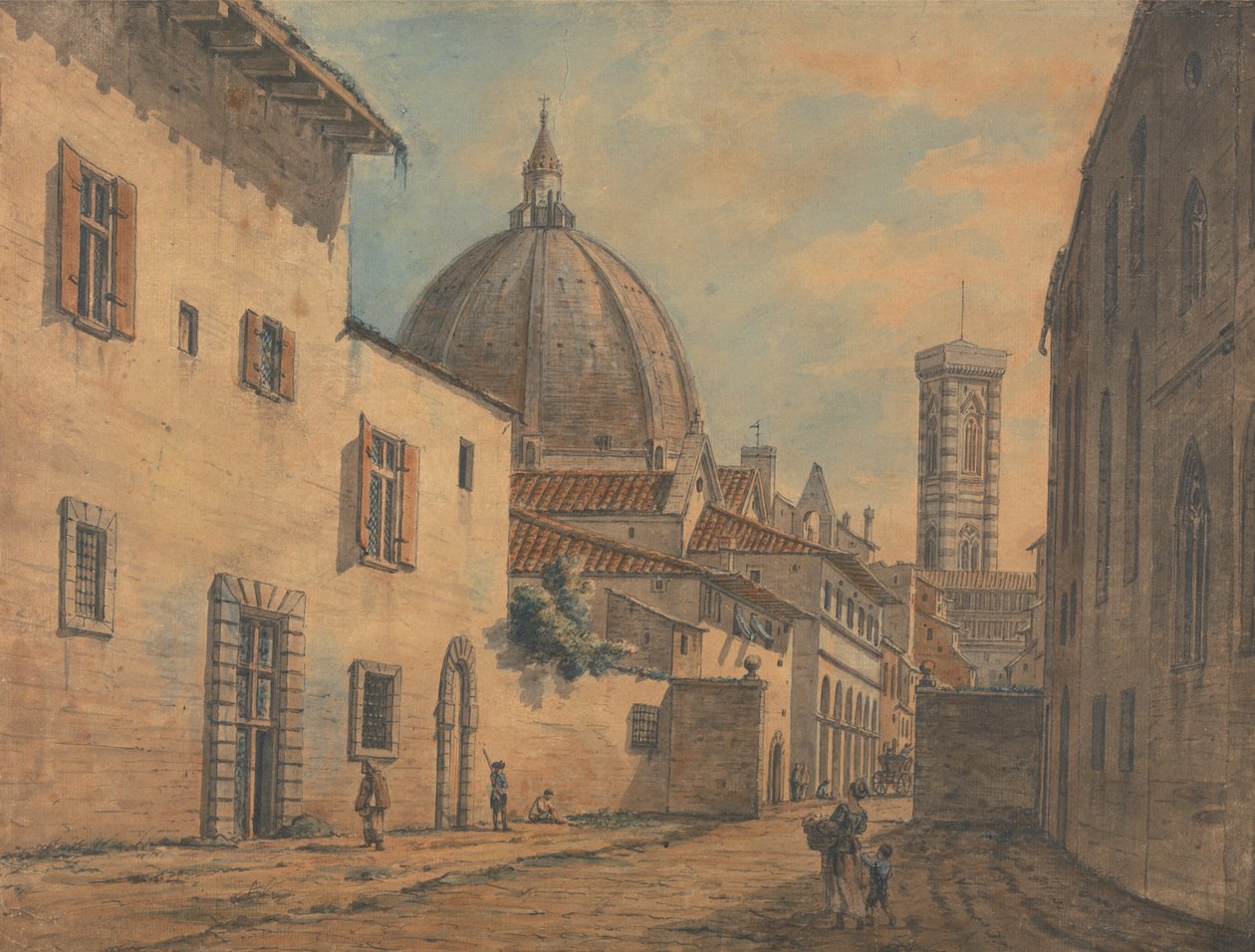 Eine Straße in Florenz mit dem Dom und dem Campanile im Hintergrund von William Marlow