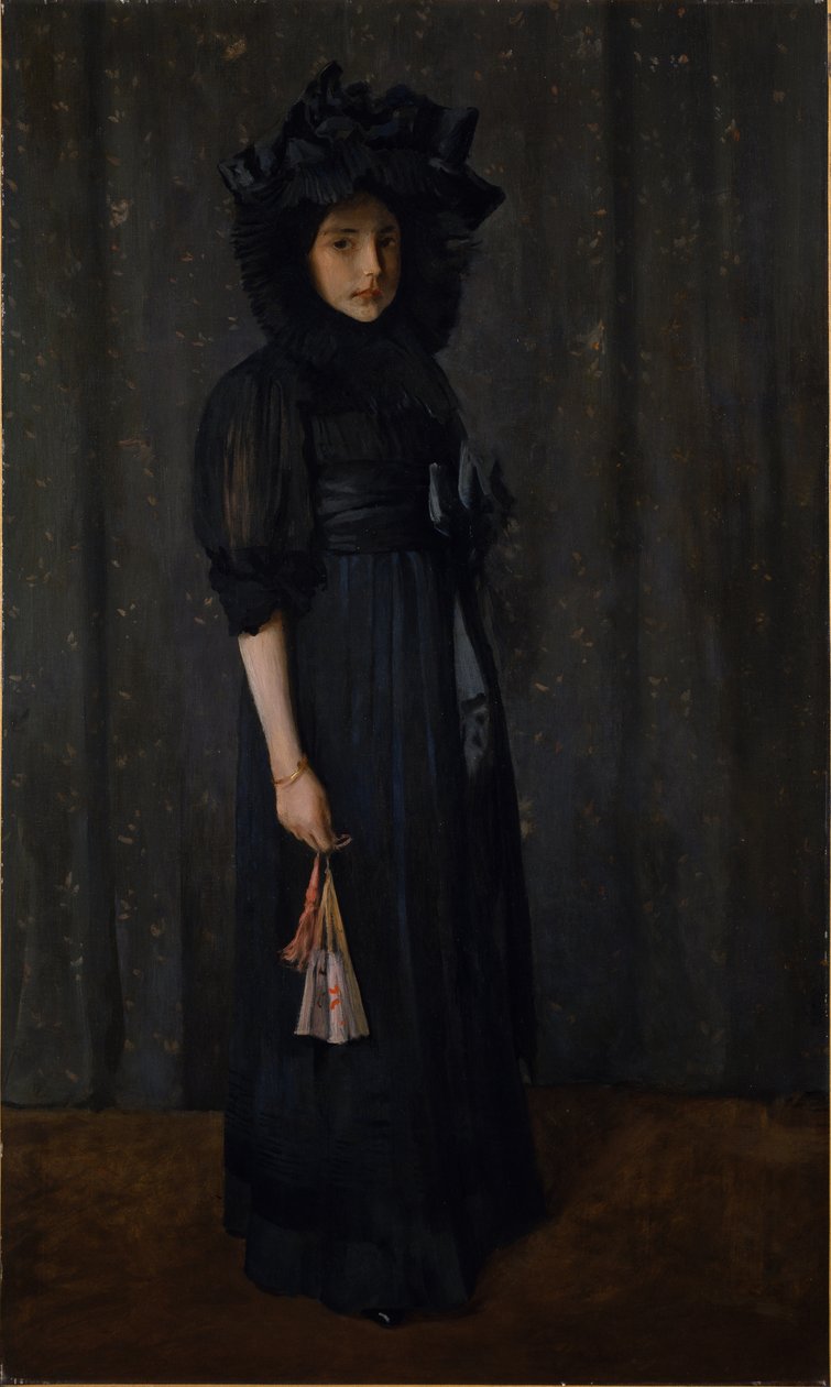 Tochter des Künstlers im Kleid der Mutter (Junges Mädchen in Schwarz) von William Merritt Chase