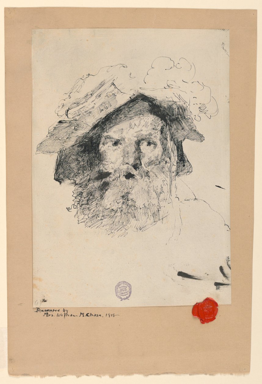 Zeichnung, Kopf eines bärtigen Mannes, 1872–78 von William Merritt Chase