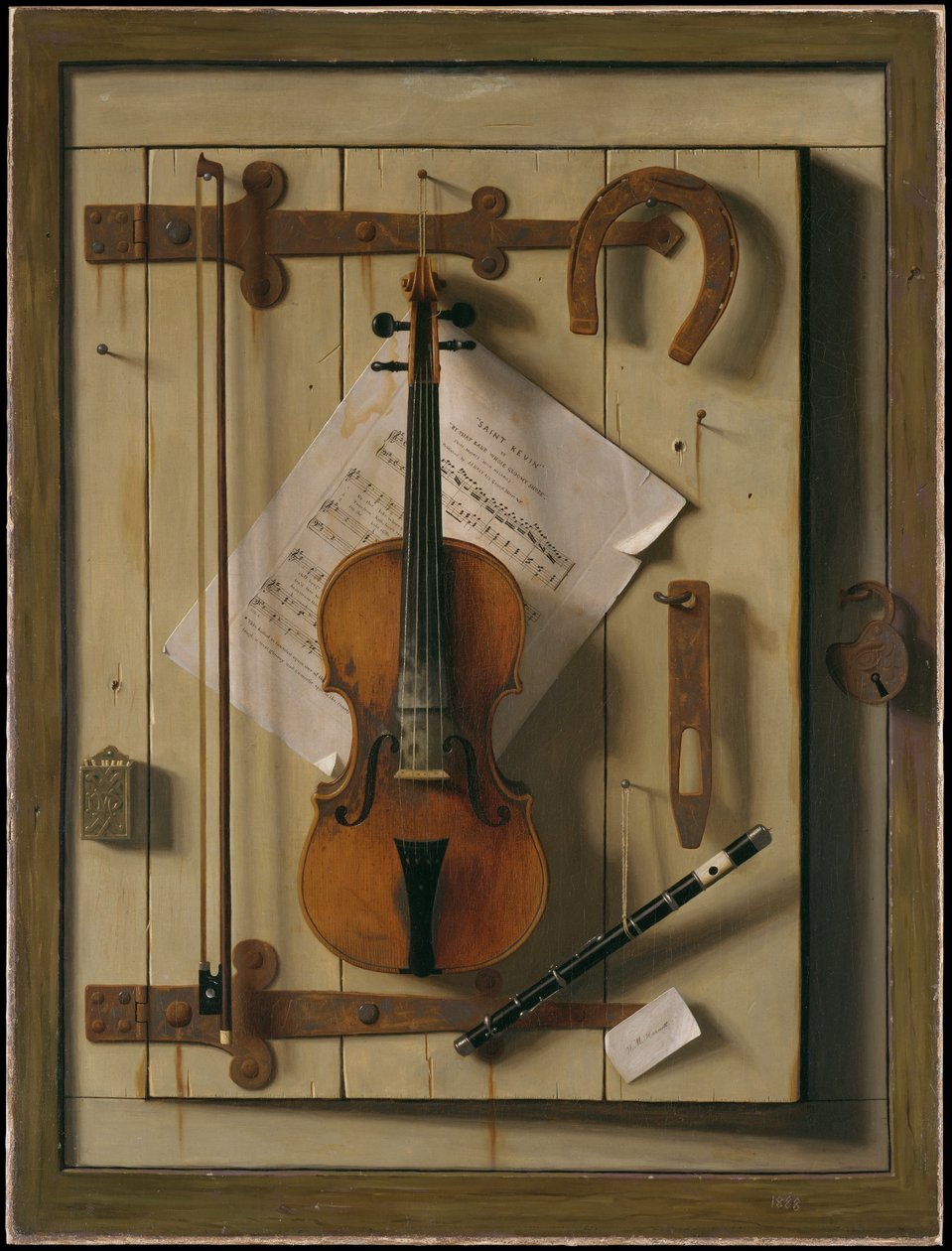Stillleben - Violine und Noten von William Michael Harnett
