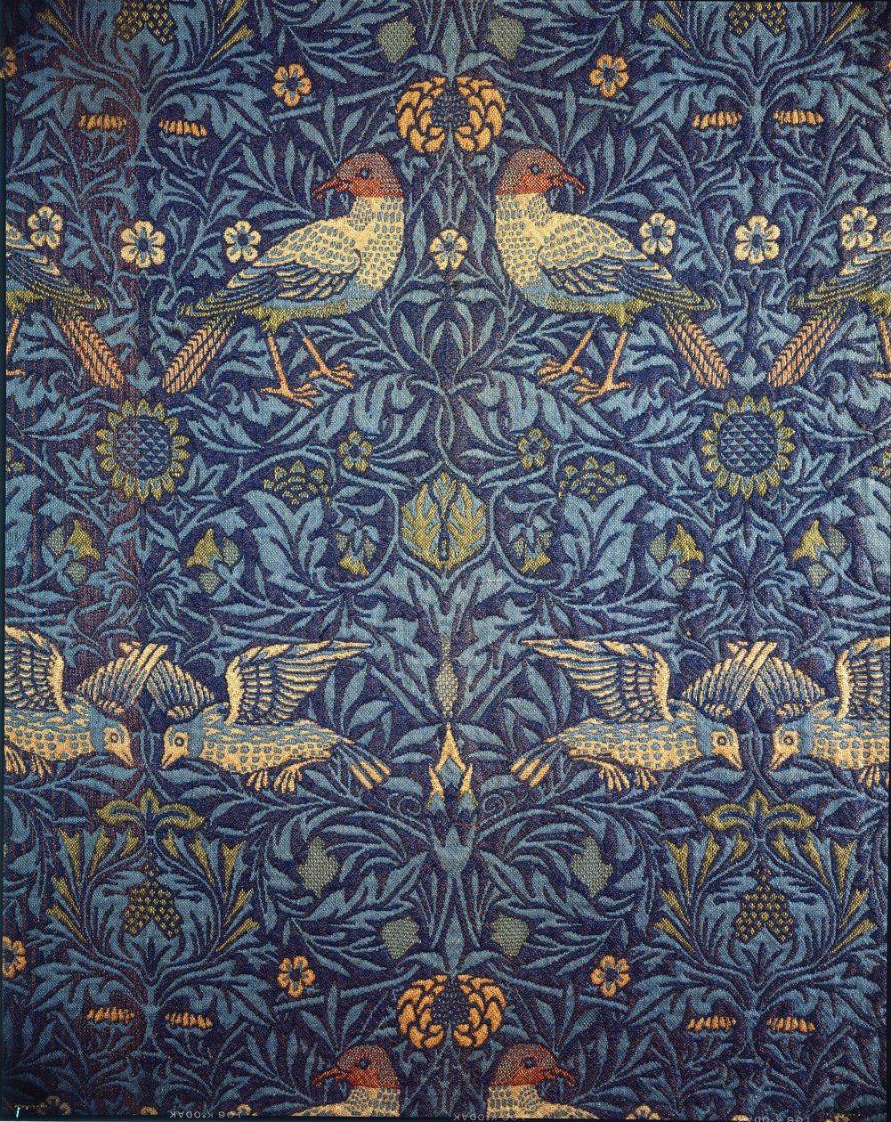 Vögel. Dekorativer Stoff, 1878 von William Morris