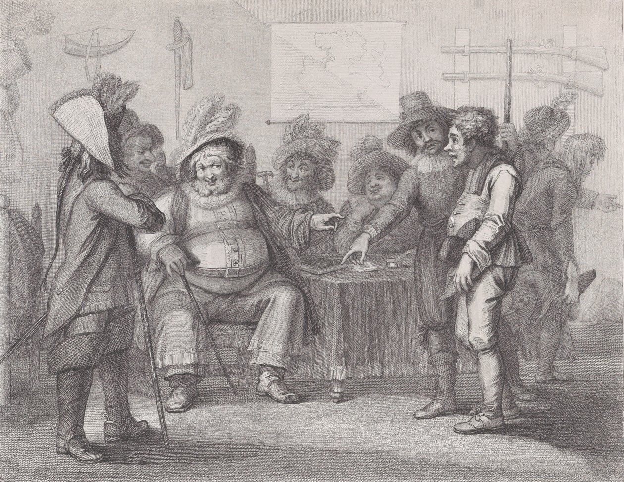 Falstaff bei der Musterung seiner Rekruten, Shakespeare, Henry IV, Teil ... von William Nelson Gardiner