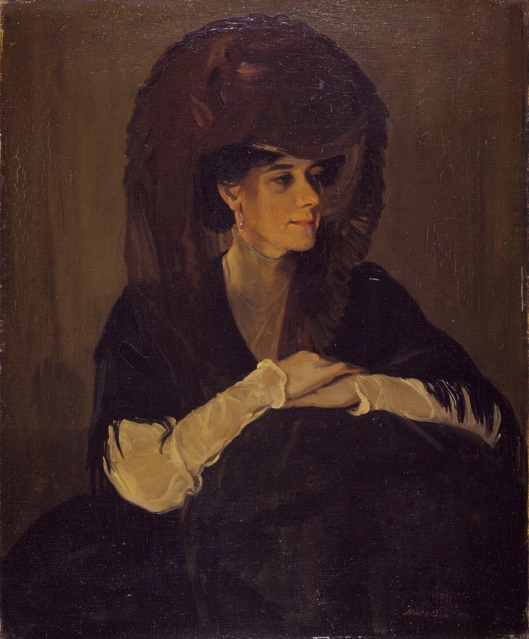 Das braune Schleierporträt von Mrs Harrington Mann von William Nicholson