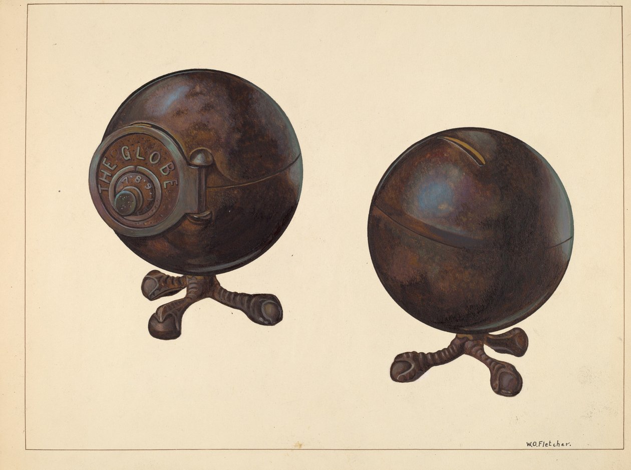 Die Globus-Sparbüchse, um 1938 von William O. Fletcher