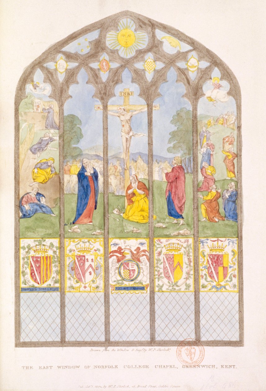 Das Ostfenster der Norfolk College Chapel, Greenwich, London, 1804 von William P Sherlock