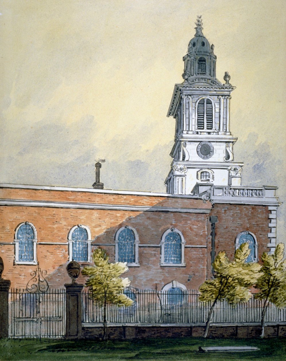 Kirche St. Botolph ohne Bishopsgate, City of London, ca. 1815 von William Pearson