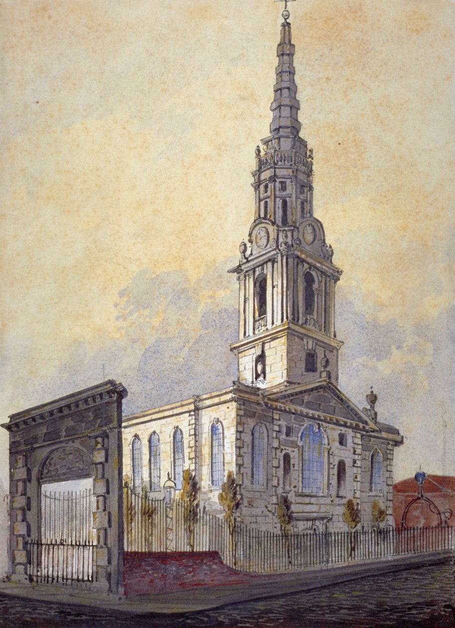 Kirche St. Giles in the Fields, Holborn, London, ca. 1815 von William Pearson