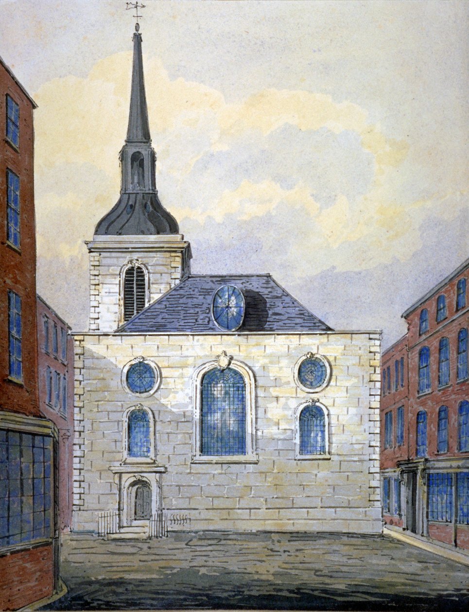 Kirche St. Mary Abchurch, City of London, um 1815 von William Pearson
