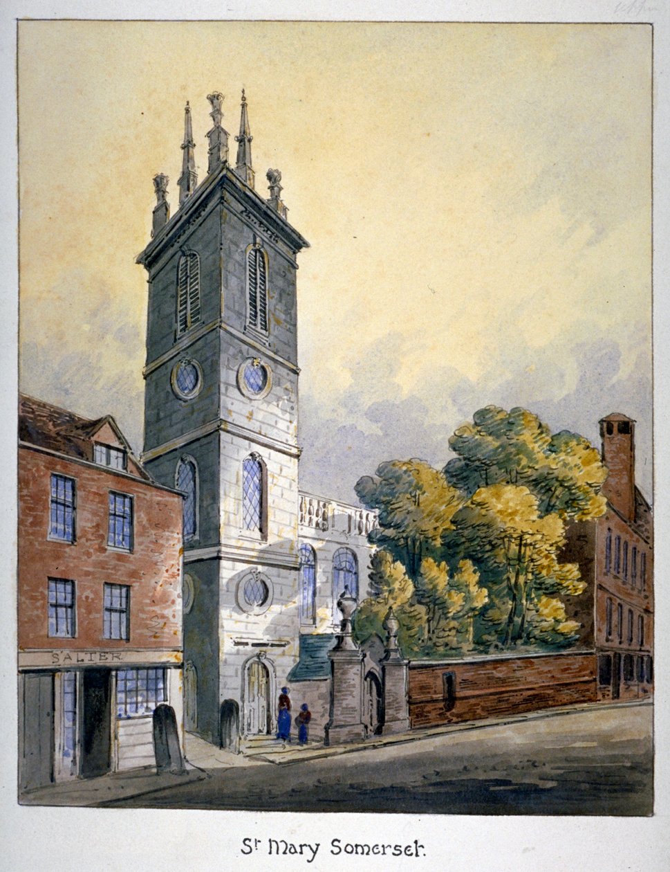 Kirche St. Mary Somerset, City of London, ca. 1815 von William Pearson