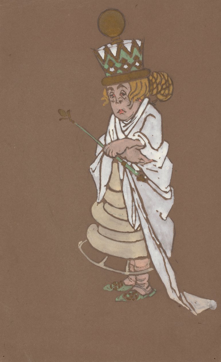 Weiße Königin-Kostümentwurf für Alice im Wunderland von William Penhallow Henderson