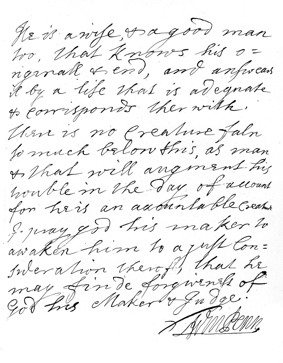 Ein Brief von William Penn aus Pennsylvania, spätes 17. - frühes 18. Jahrhundert, 1840 von William Penn