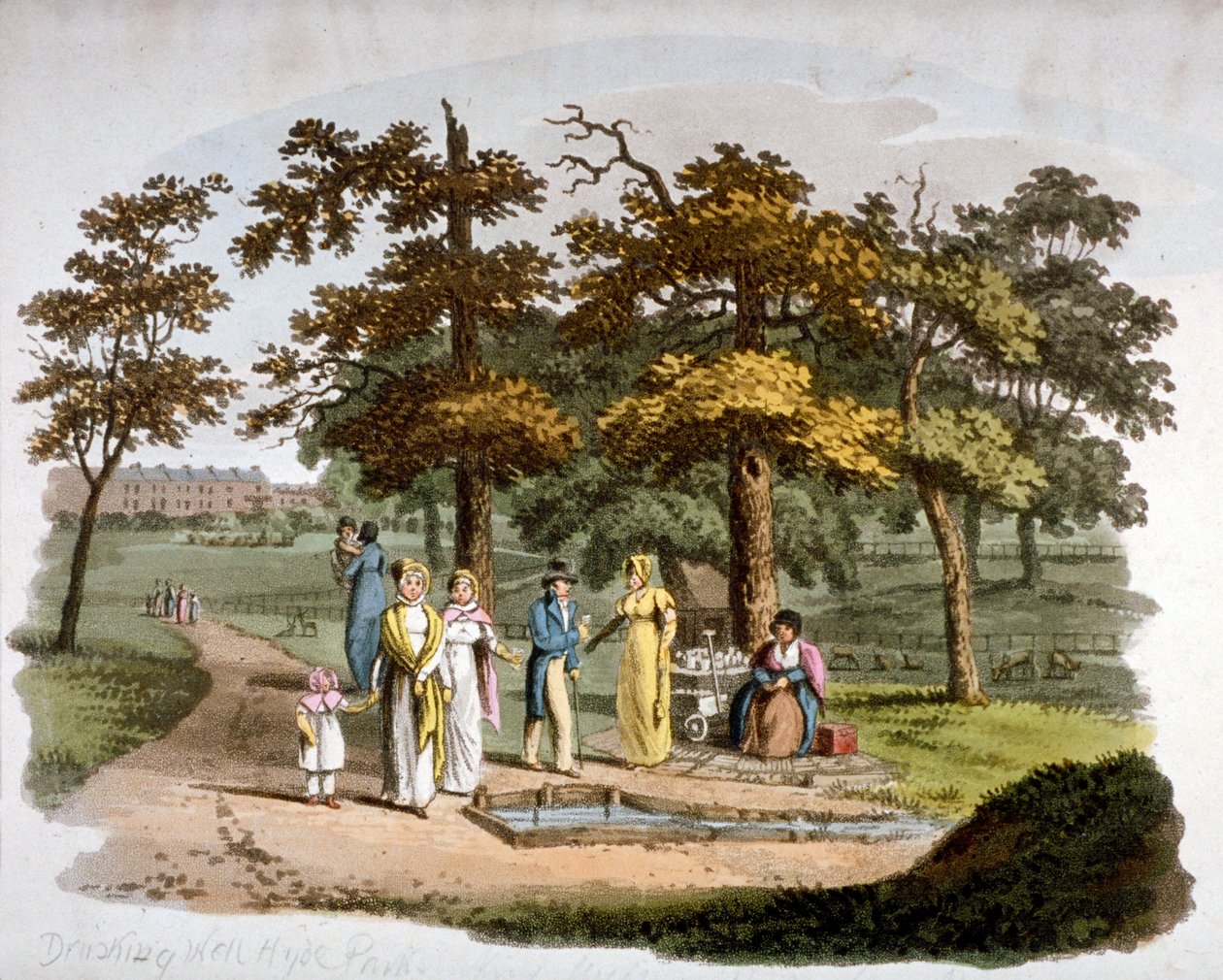 Ansicht eines Trinkbrunnens, Hyde Park, Westminster, London, 1812 von William Pickett