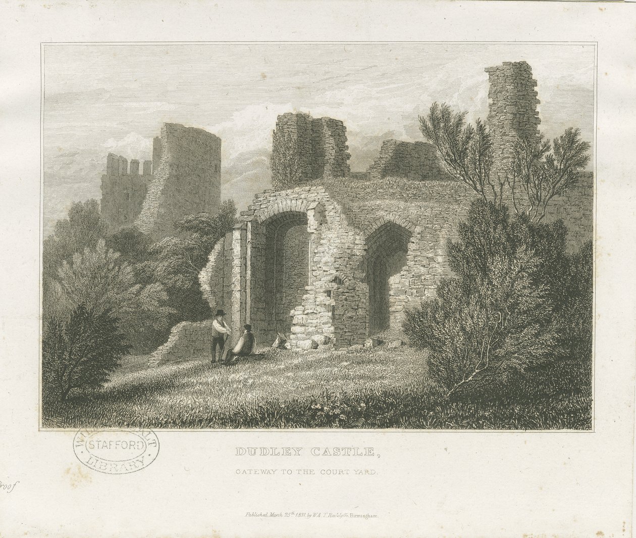 Dudley Castle - Der Bergfried: Gravur, undatiert [ca. 1831] von William Radclyffe