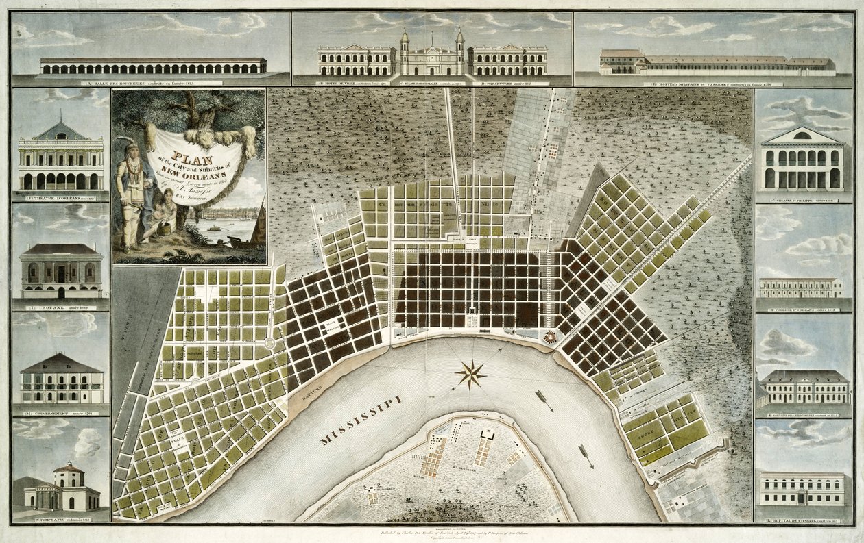 Plan der Stadt und Vororte von New Orleans von William Rollinson