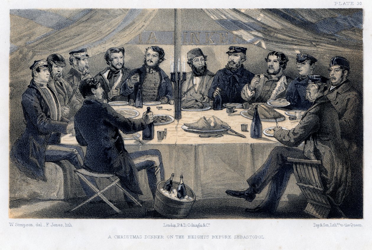 Ein Weihnachtsessen auf den Höhen vor Sebastopol, ca. 1850 von William Crimea Simpson
