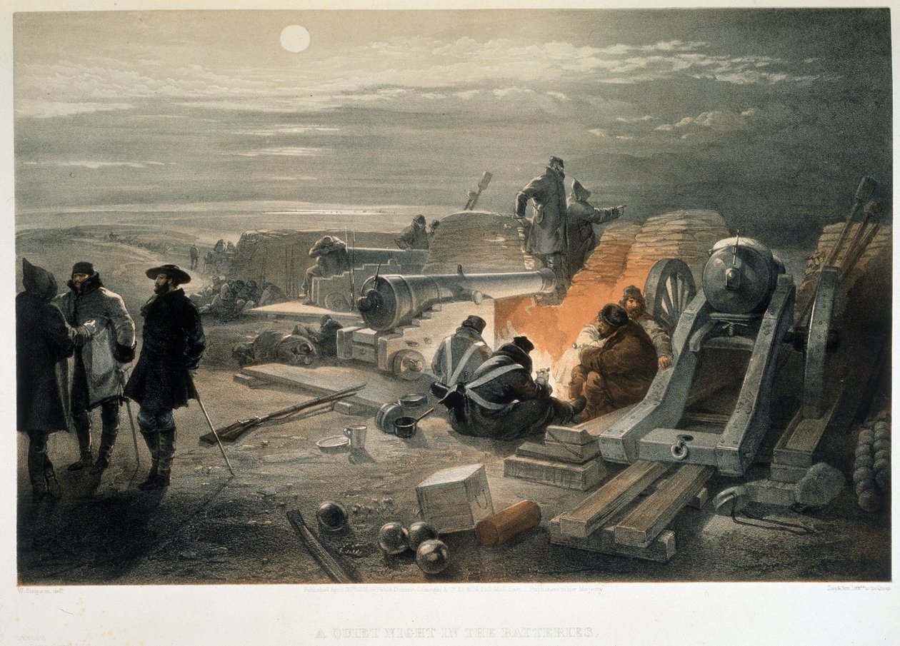 Eine ruhige Nacht in den Batterien, 1855 von William Crimea Simpson