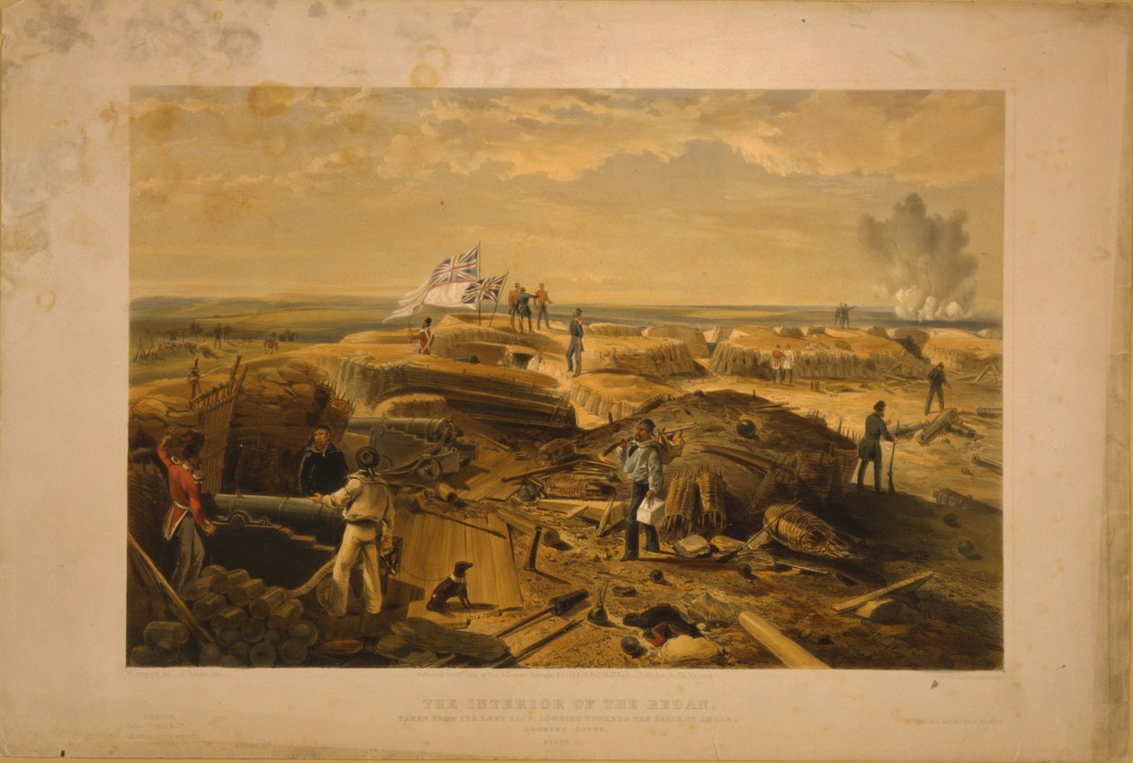Das Innere des Redan, von seiner linken Seite aufgenommen, 1855 von William Crimea Simpson