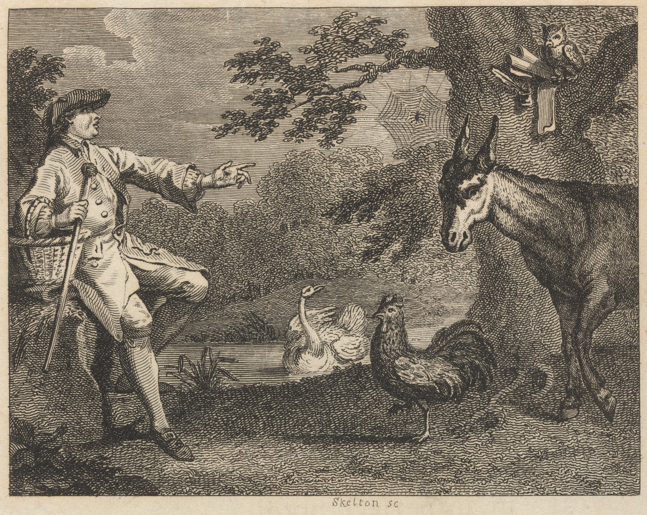 Die Eule, der Schwan, der Hahn, die Spinne, der Esel und der Bauer von William Skelton