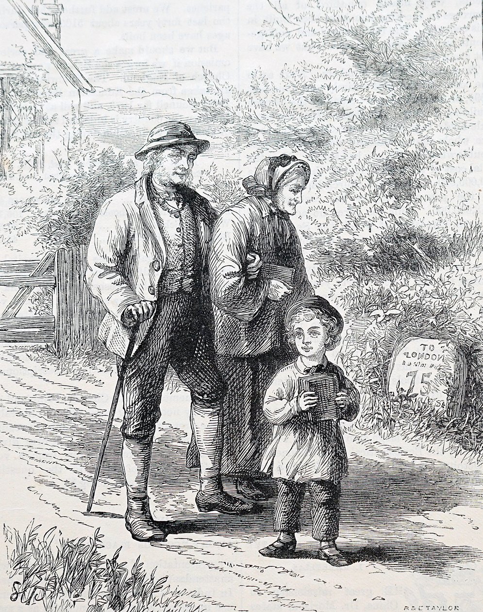 Ein älteres Paar und ihr Enkelkind. Von William Small (1843-1929), einem englischen Illustrator. 1880 (Gravur) von William Small