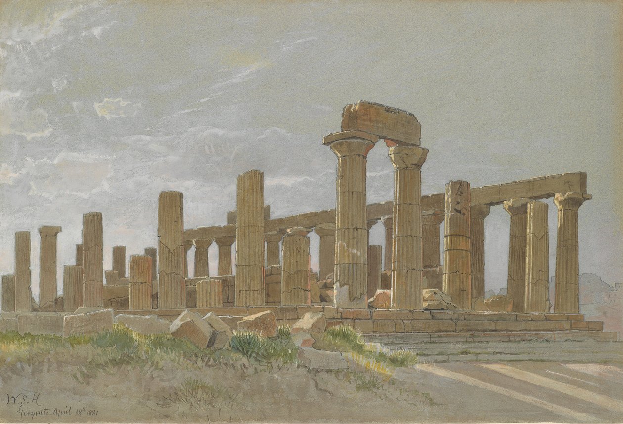 Girgenti Der Tempel der Juno Lacinia in Agrigent, 1881 von William Stanley Haseltine
