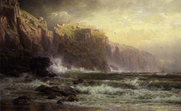 Die langen Brecher donnern auf das Riff von William Trost Richards