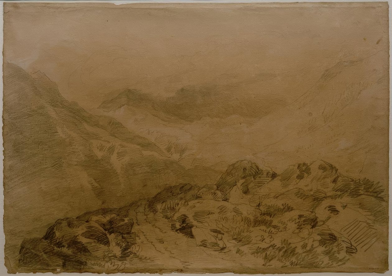 Ein felsiger Pass zwischen Bergen (Glen Croe, mit den Hängen von Ben Arthur: Ben an Lochain) von Joseph Mallord William Turner
