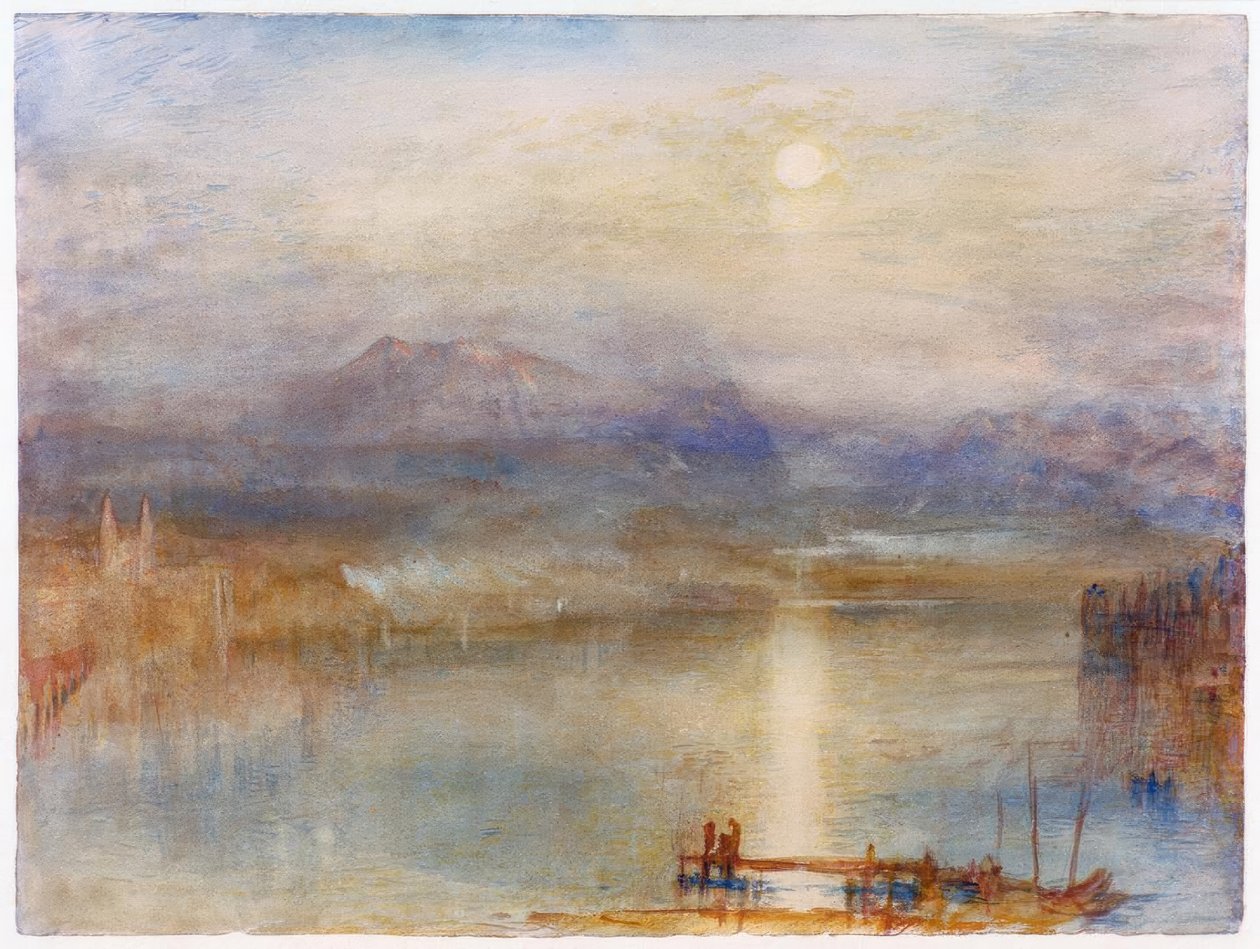 Mondschein über dem Vierwaldstättersee vor der Kulisse des von Joseph Mallord William Turner