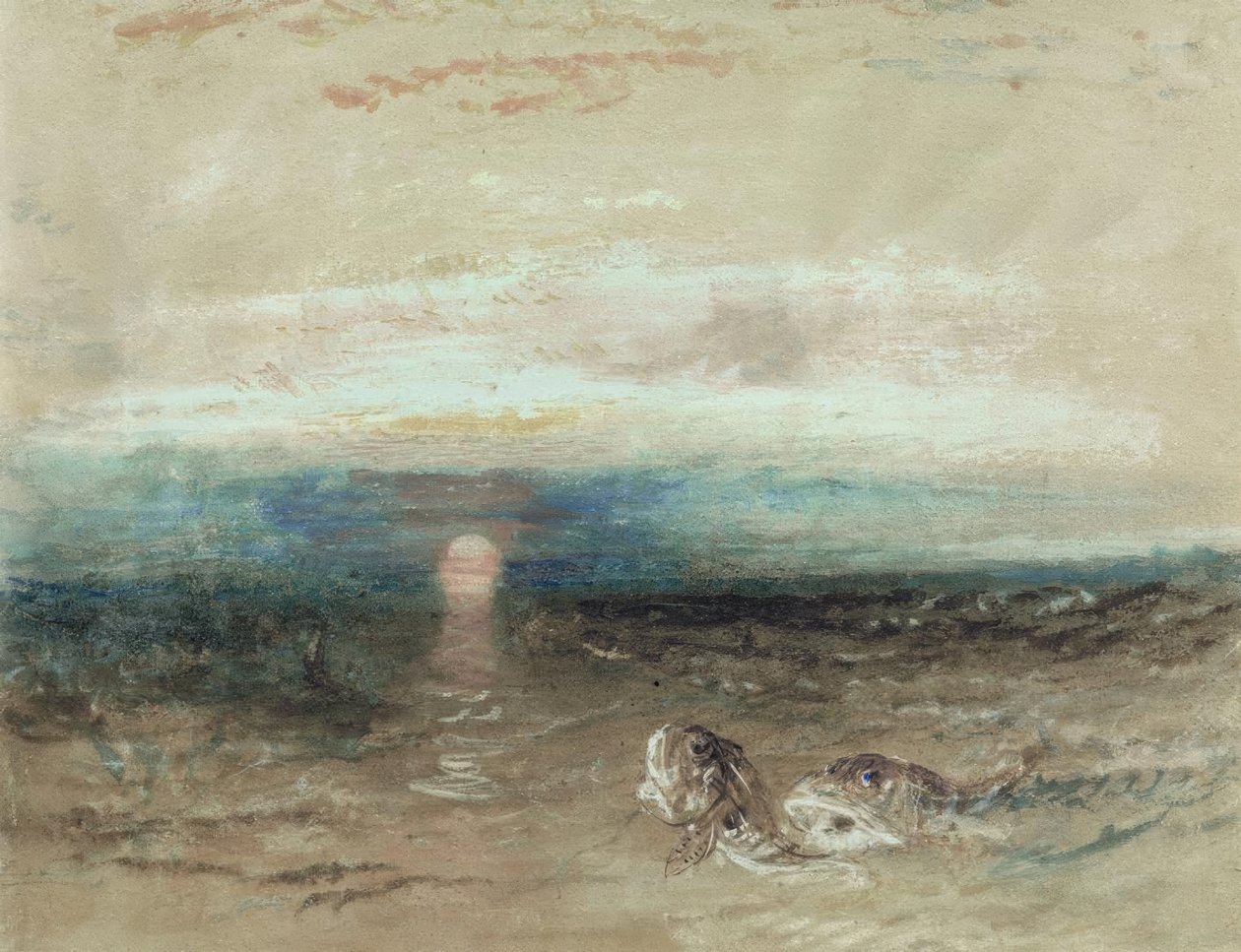 Sonnenuntergang über dem Meer mit Knurrhähnen von Joseph Mallord William Turner