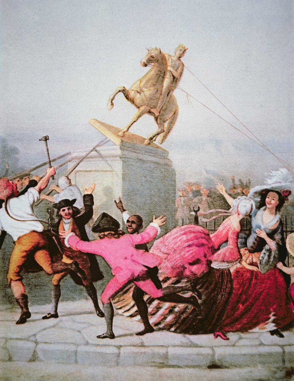 New Yorker Patrioten reißen die Statue von George III am Bowling Green nieder, 9. Juli 1776 von William Walcutt