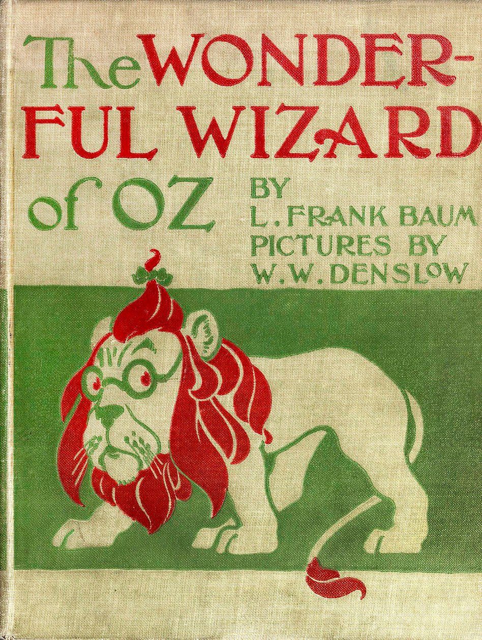 Der wunderbare Zauberer von Oz - Der Zauberer von Oz: Leinwandumschlag illustriert von William Wallace Denslow der Erstausgabe 1900 von Frank Baums Buch - der furchterregende Löwe (Feigling) von William Wallace Denslow