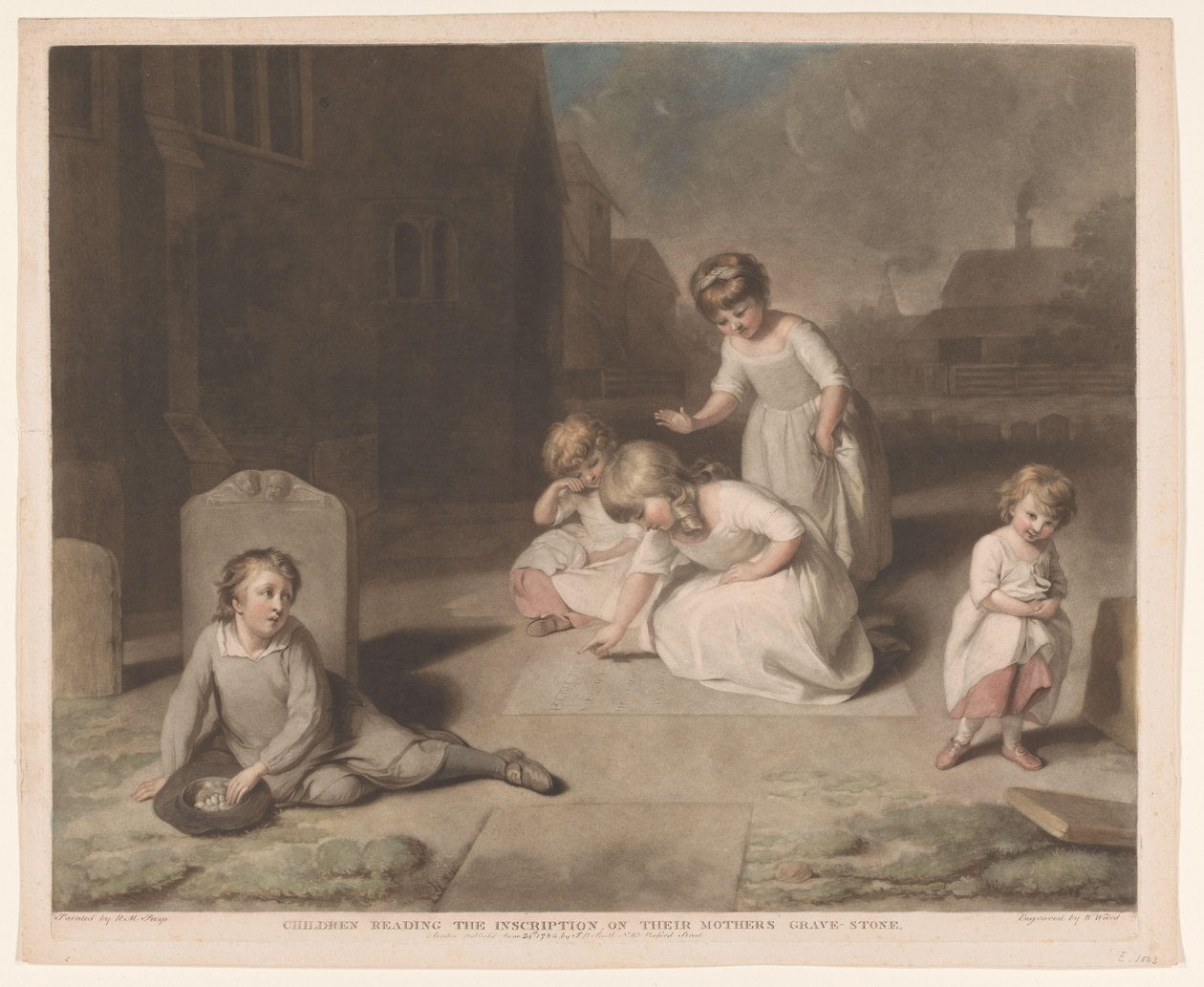 Kinder lesen die Inschrift auf dem Grabstein ihrer Mutter (Gruppen von Kindern) von William Ward