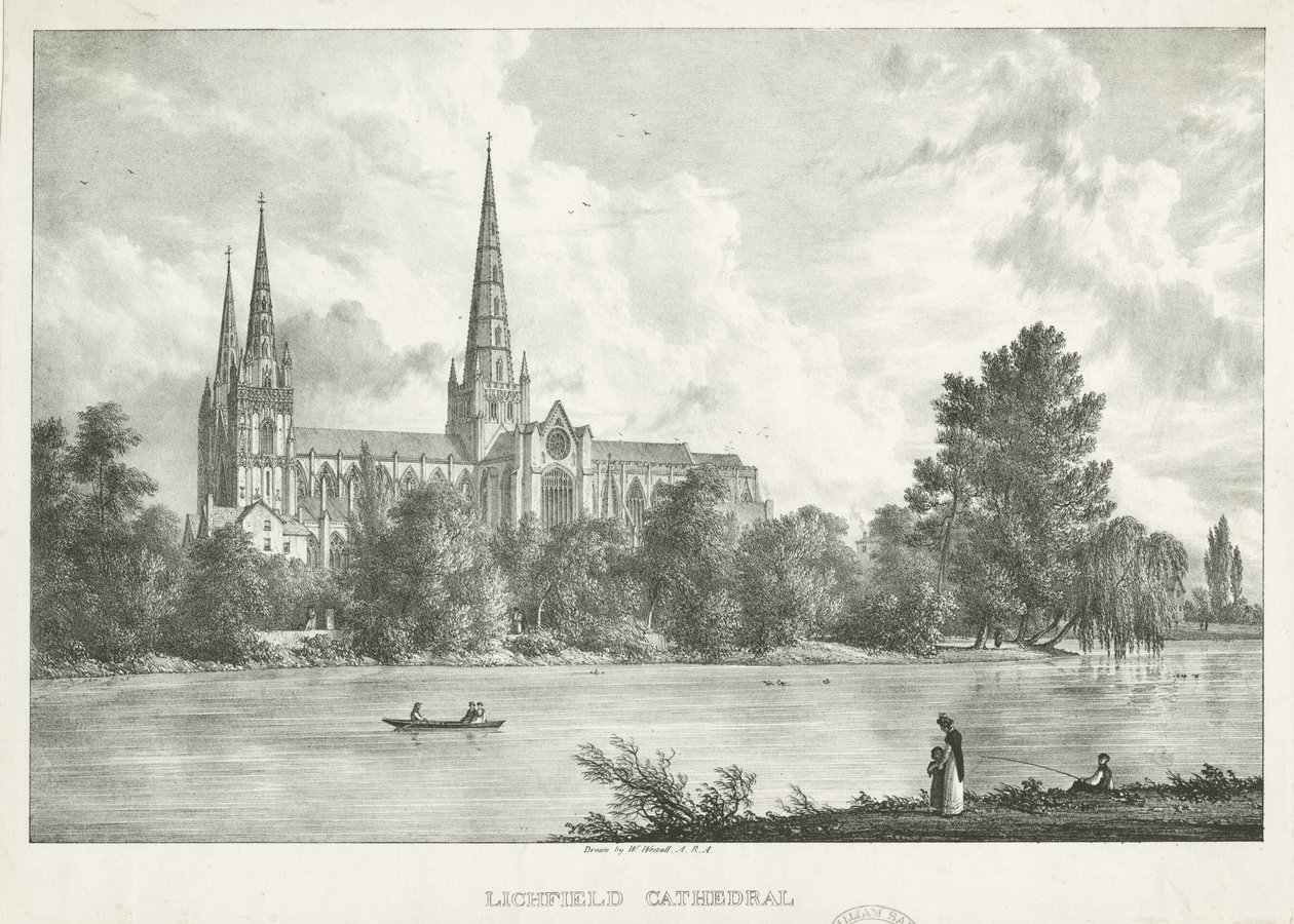 Lichfield Kathedrale - Südansicht von William Westall