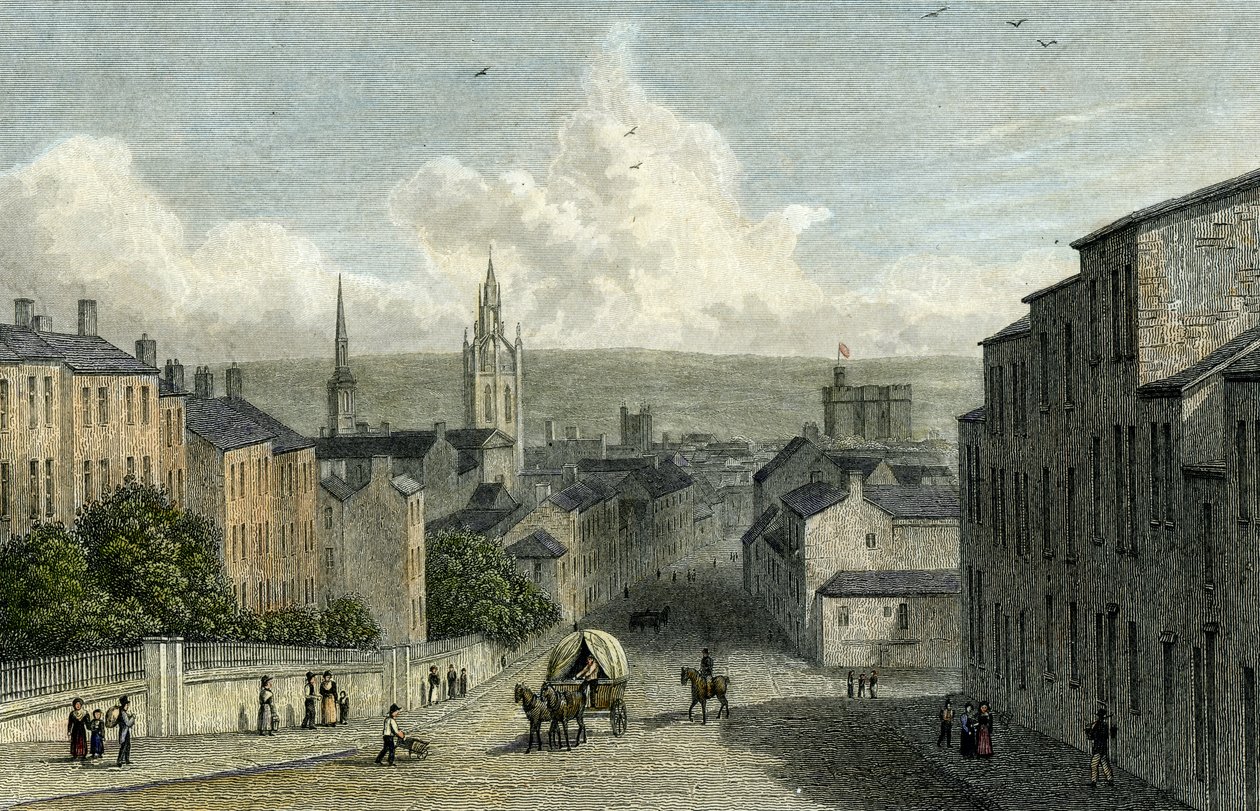 Newcastle von Westgate Hill, graviert von Edward Finden, 1830 von William Westall