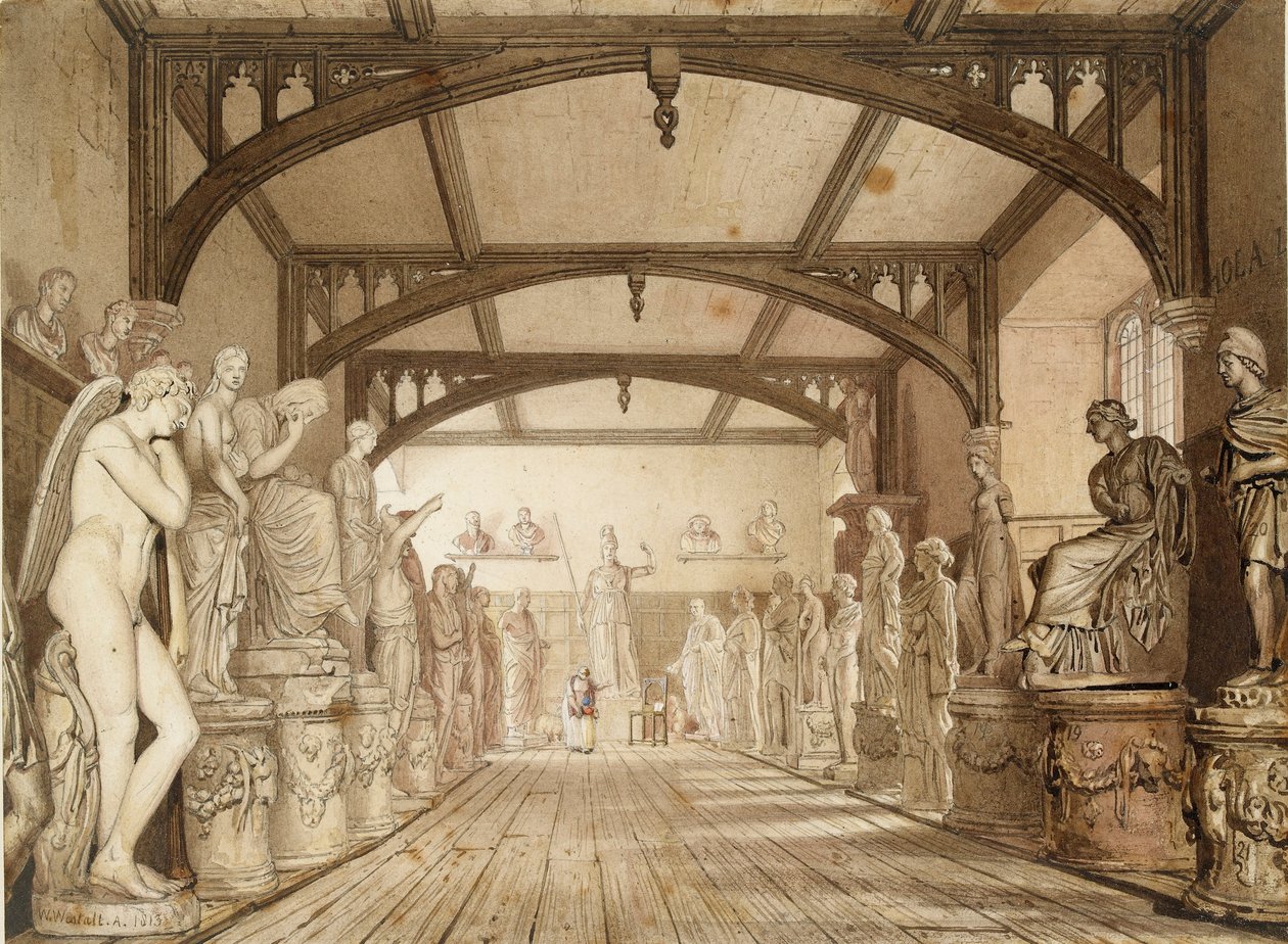 Die Skulpturengalerie in den Prüfungsschulen, Oxford, 1813 von William Westall