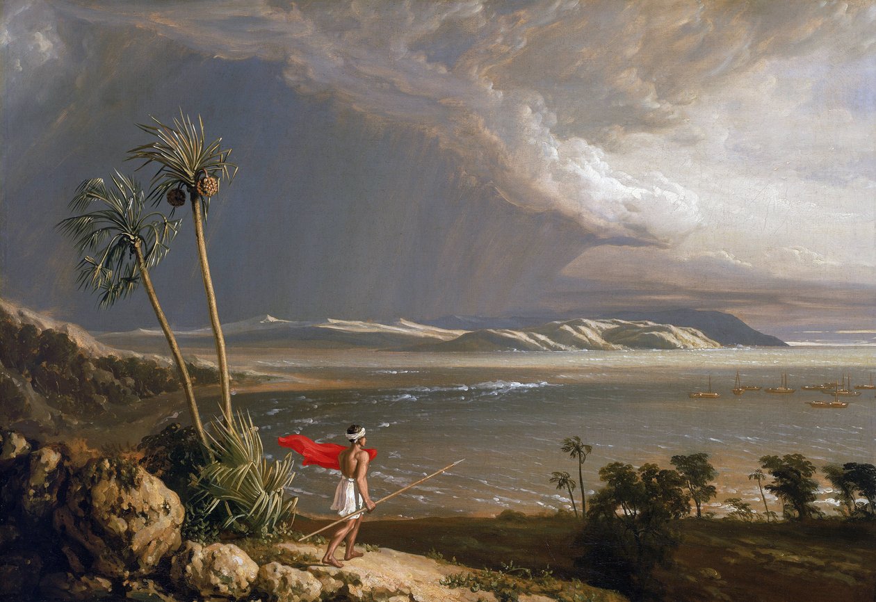 Ansicht der Malay Bay auf der Insel Pobassoo (Australien), im Februar 1803. Öl auf Leinwand, frühes 19. Jahrhundert, von William Westall (1781-1850). von William Westall