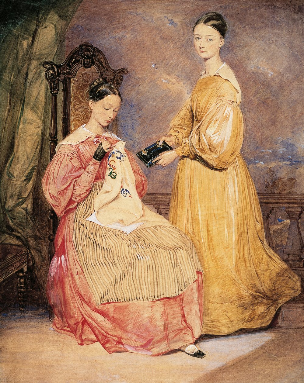 Porträt von Florence Nightingale (1820-1910) mit ihrer Schwester Frances Parthenope, Aquarell von William White Warren (1832-1911 oder 1912) von William White (attr. to) Warren