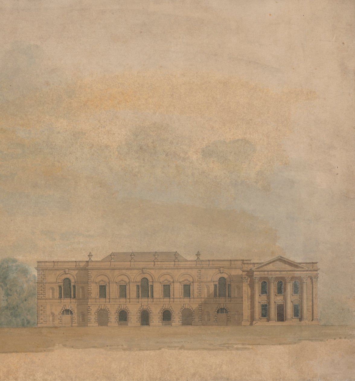 Erhebung eines vorgeschlagenen Entwurfs für Cambridge Colleges von William Wilkins