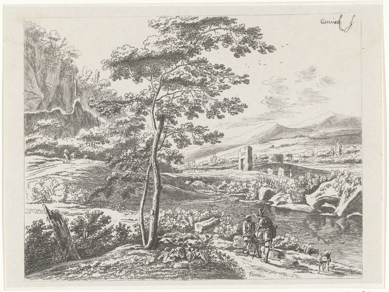 Landschaft mit einem Pilger und einem Hirten von William Young Ottley